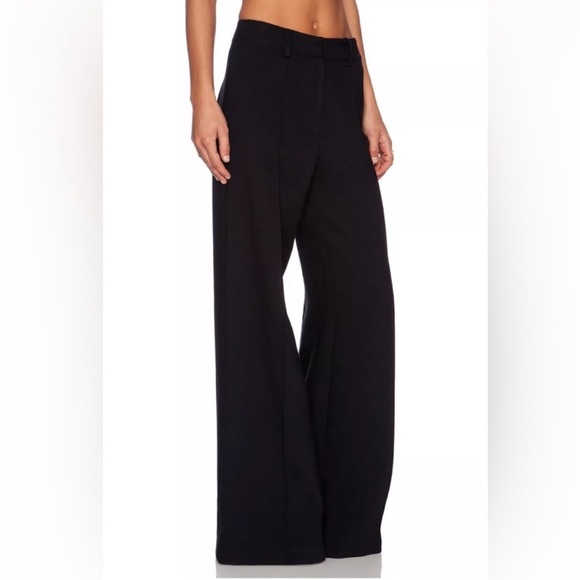 Milly • Hayden Pintuck Wide Leg Black Trouser Pants in Black - Picture 2 of 8